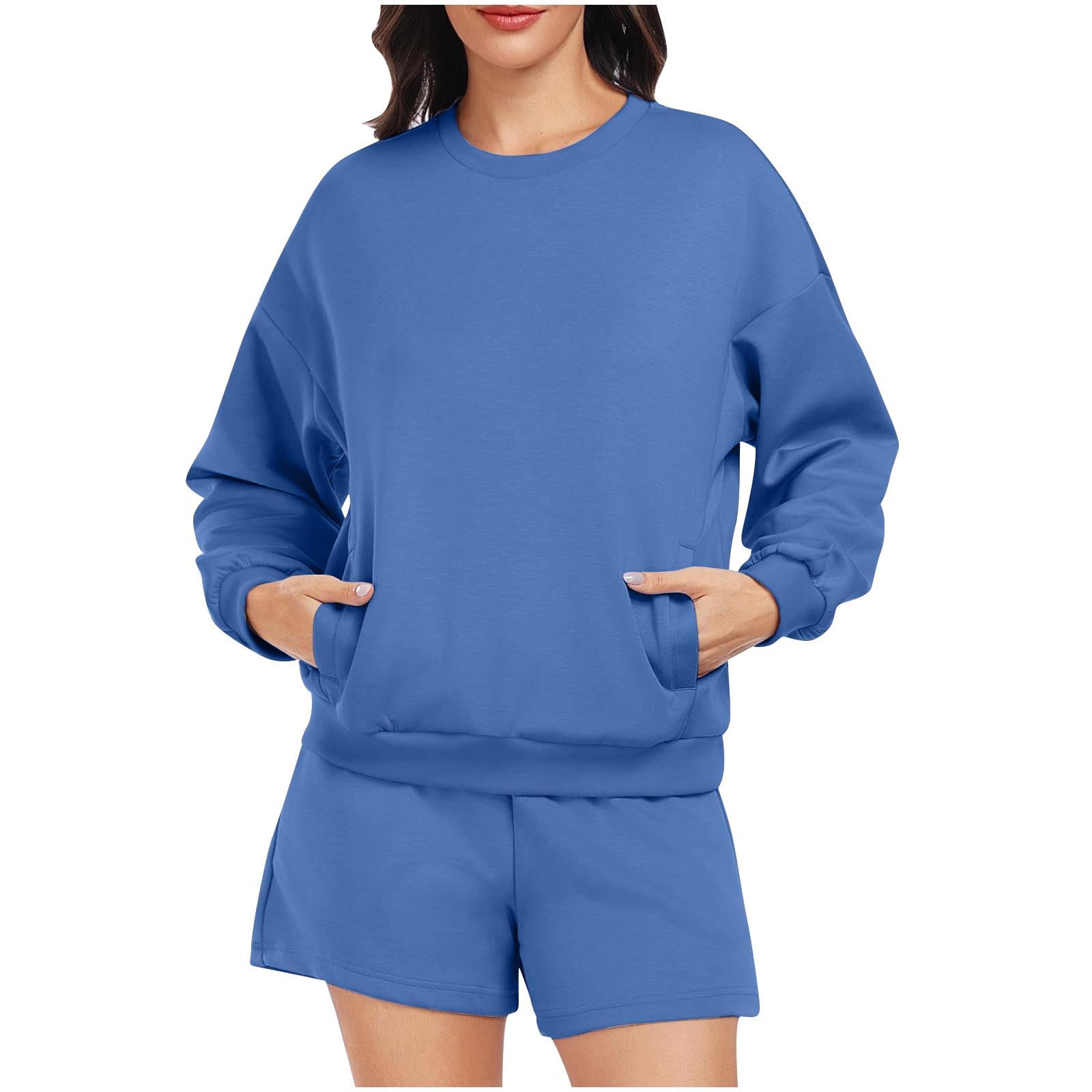 Women's 2-Piece Lounge Set - Oversized Hoodie & Sweat Shorts Comfy Casual Sweatsuit | Fall Fashion 2024 | Perfect for Relaxing at Home, Running Errands & Teen Outfits