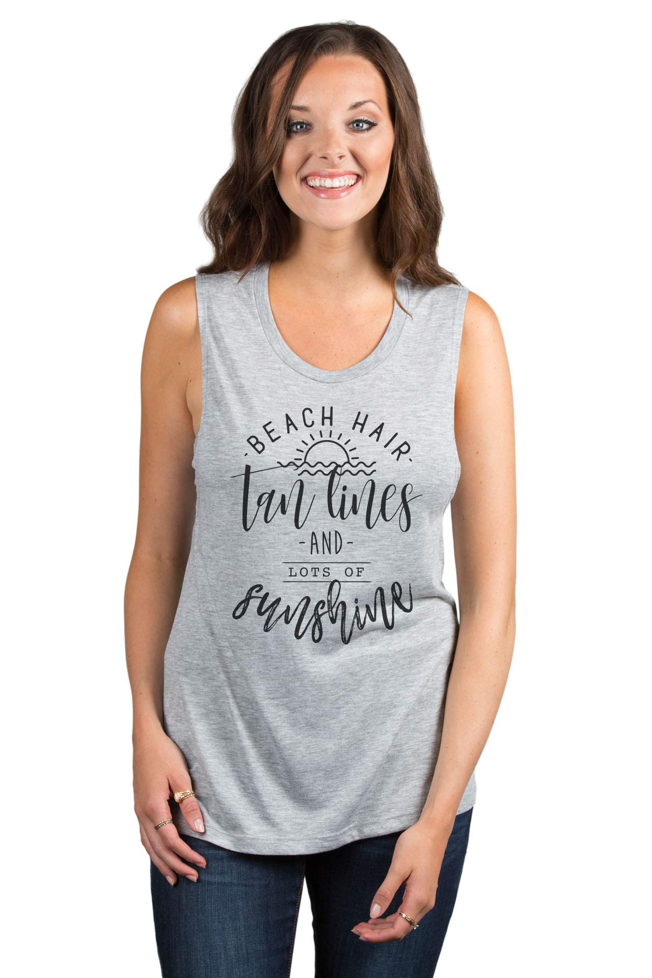 Women's Sleeveless Muscle Tank Top - Summer Beach Fashion, Casual Workout Tee for Tan Lines & Sunshine Style | Perfect for Beach Outings, Gym Sessions and Summer Streetwear