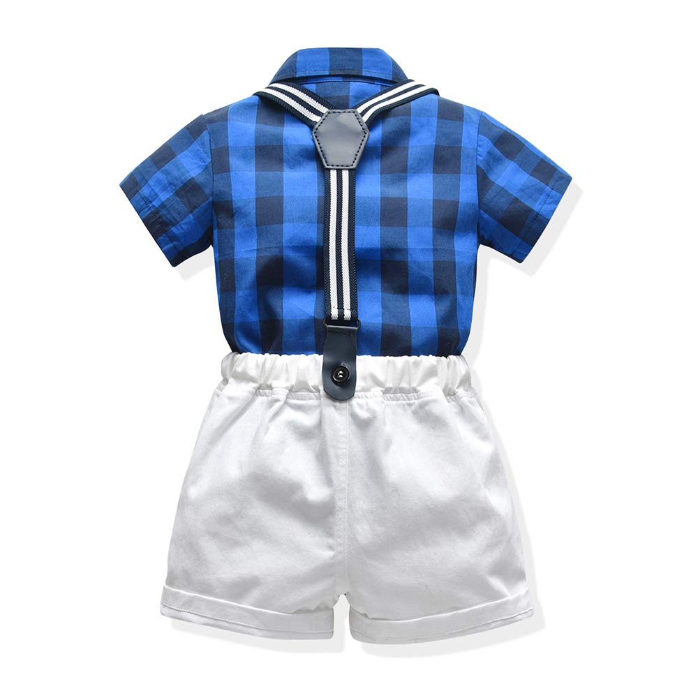Toddler Boys Summer Outfit 2-Piece Set - Cotton Striped Shirt with Bow Tie & Shorts Suit | Formal Occasions, Birthday Parties & Family Photos