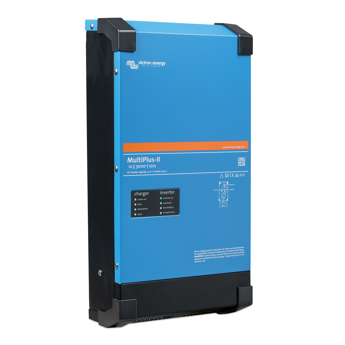 Victron Energy MULTIPLUS II 12V 3000VA 120V Pure Sine Wave Inverter Charger (UL Certified) - Perfect for RVs, Boats, and Off-Grid Solar Power Systems