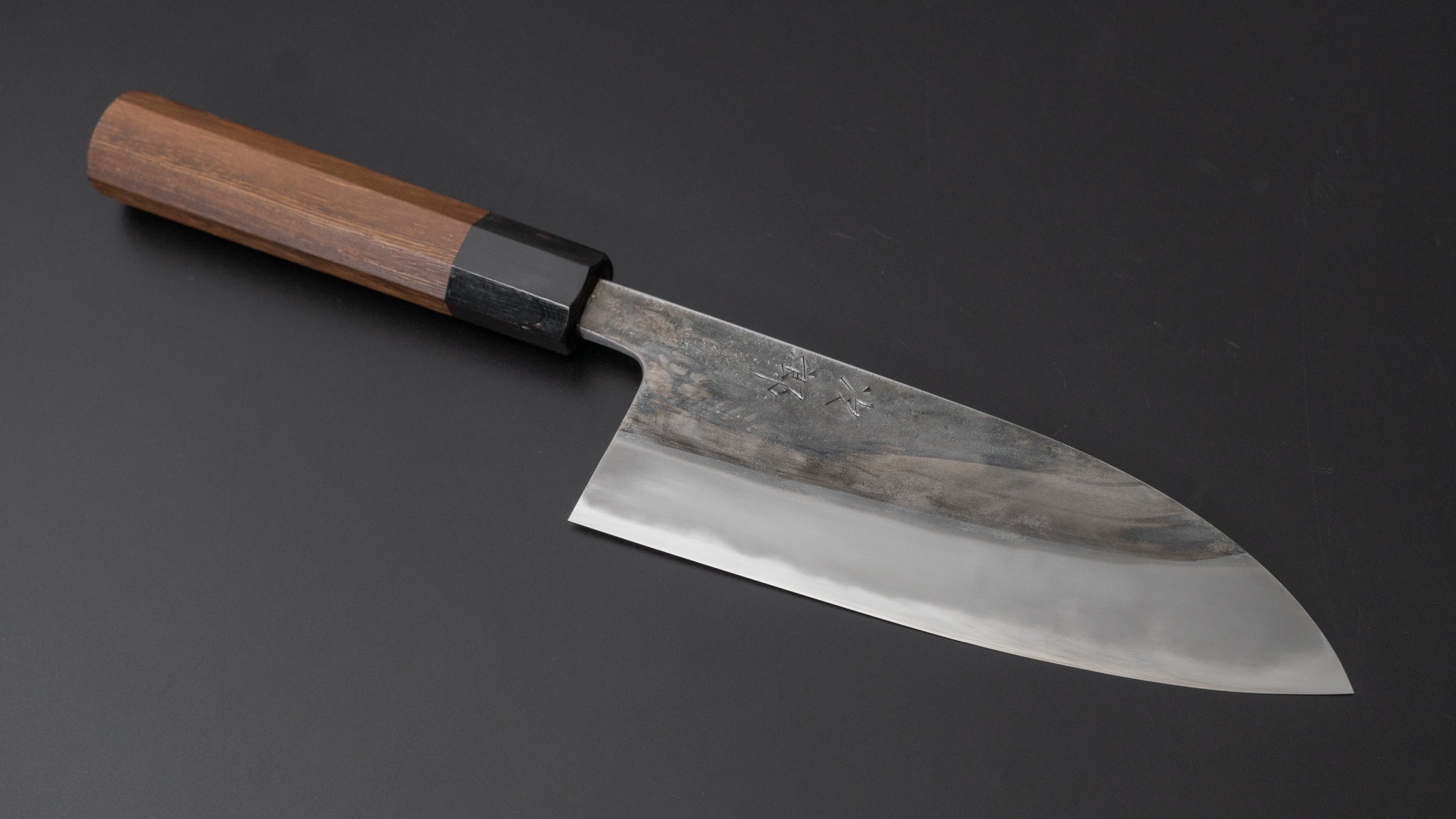 Premium Jiro Tsuchime Wa Santoku Knife 165mm - Japanese High Carbon Steel Blade with Taihei Tagayasan Wood Handle (#450) - Perfect for Sushi, Vegetables & Meat Cutting in Professional Kitchens & Home Cooking