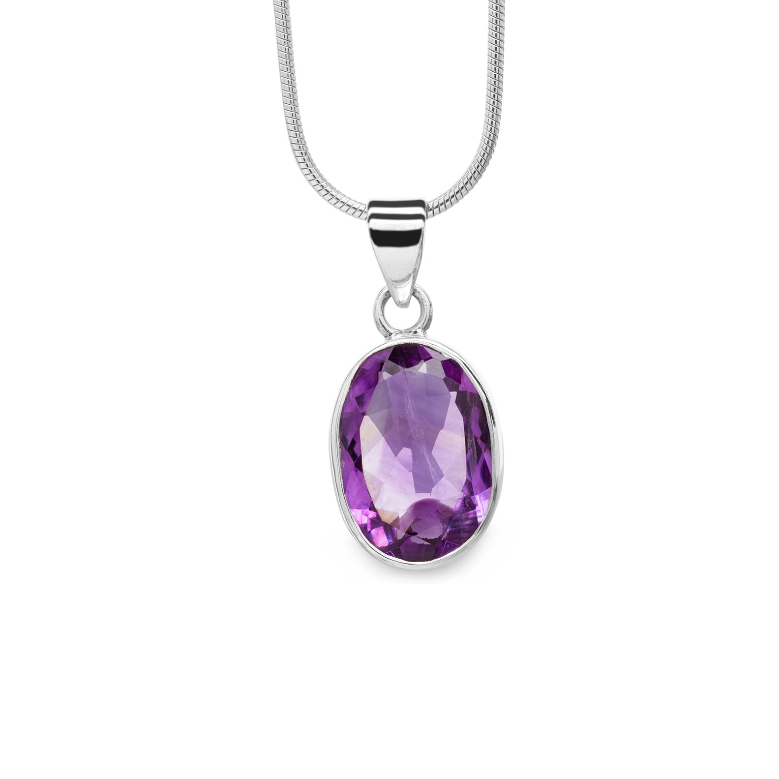 Faceted Amethyst Pendant Necklace - Natural Purple Gemstone Jewelry for Women - Perfect for Gifts, Meditation & Spiritual Healing