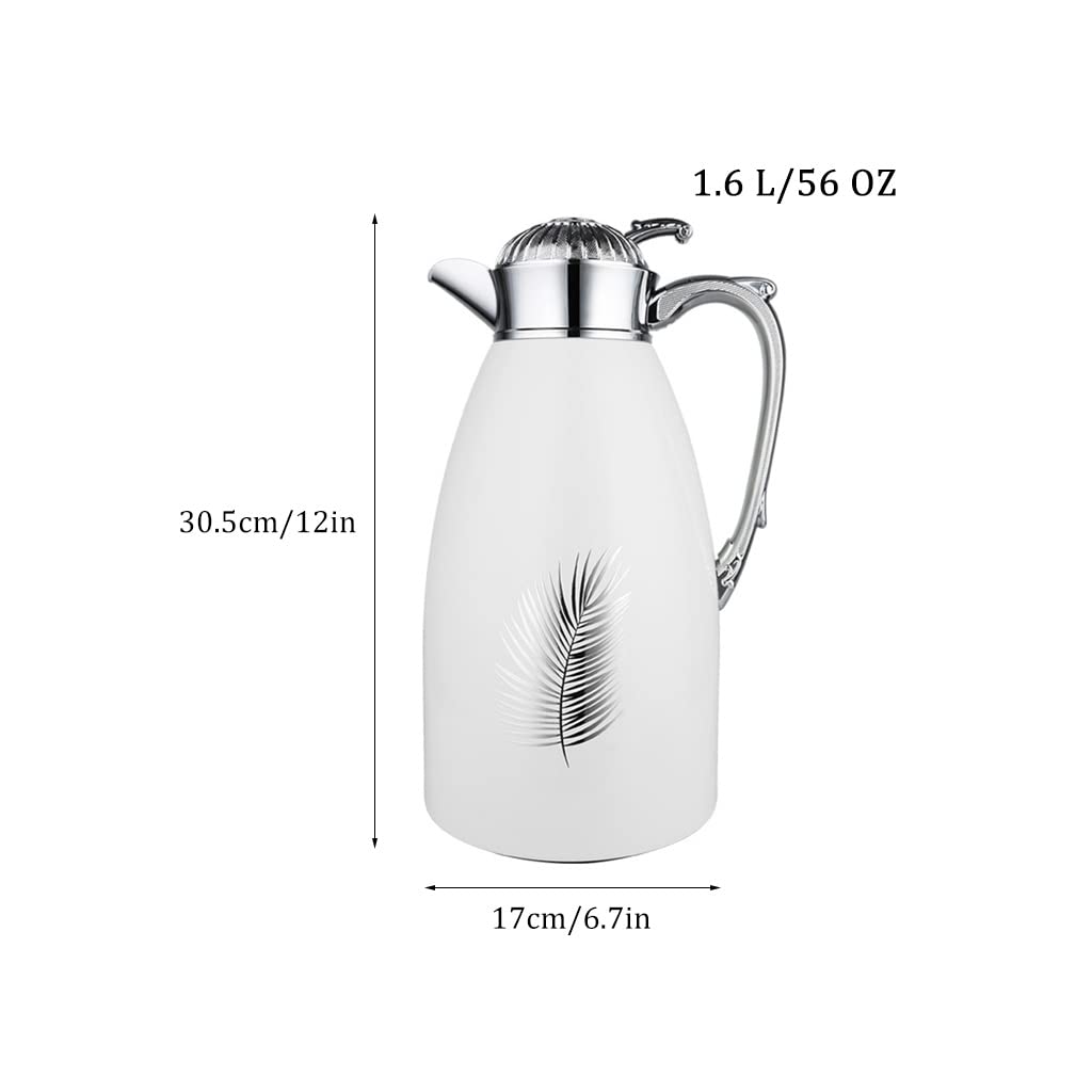 Premium Glass-Lined Double-Walled Thermal Carafe - 56oz Large Insulated Vacuum Flask for Coffee & Tea - 24-Hour Heat Retention - Green - Perfect for Home, Office & Outdoor Use