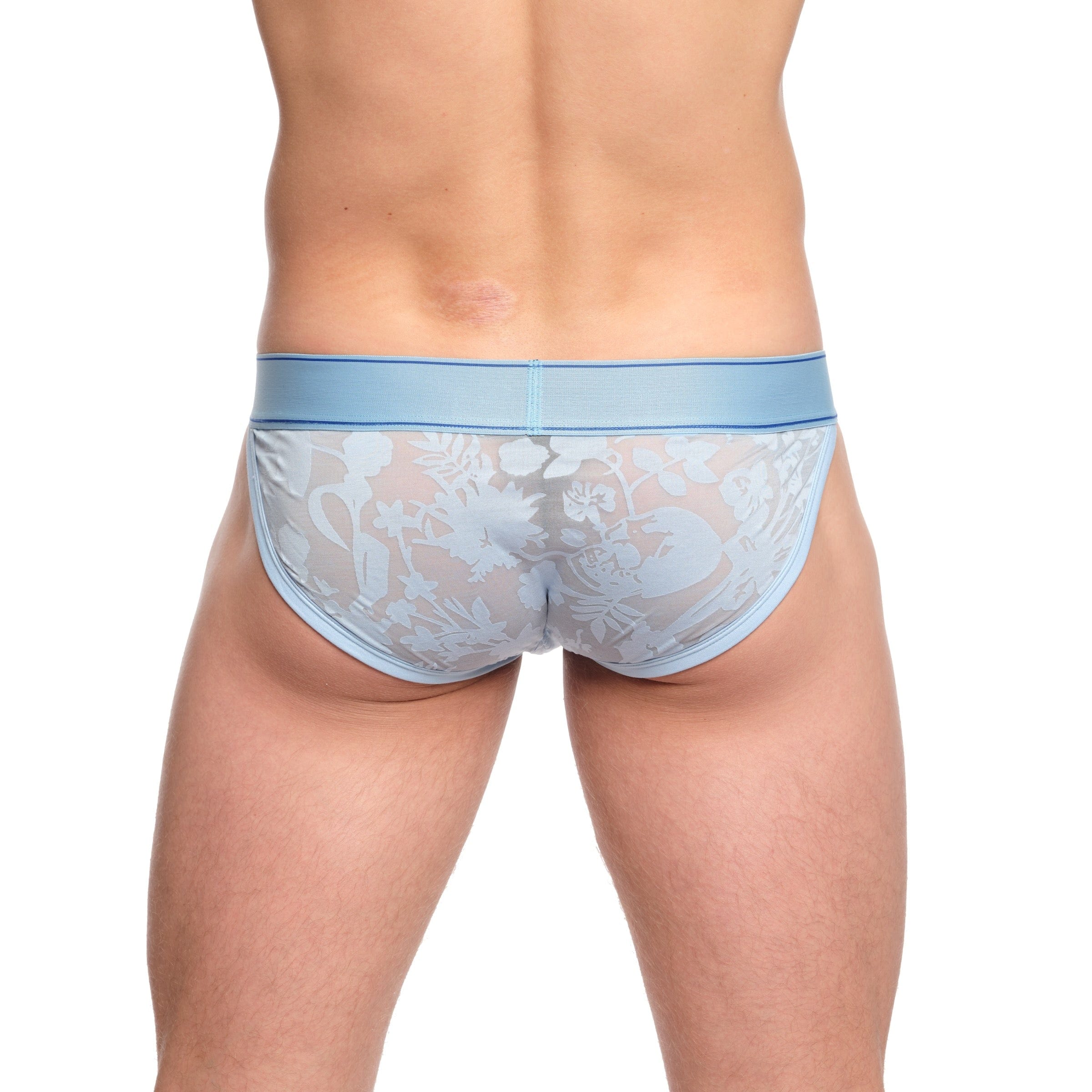 Dutch Floral Burnout Sport Briefs for Women - Comfortable Cotton Underwear for Yoga, Gym & Daily Wear - Sky Blue