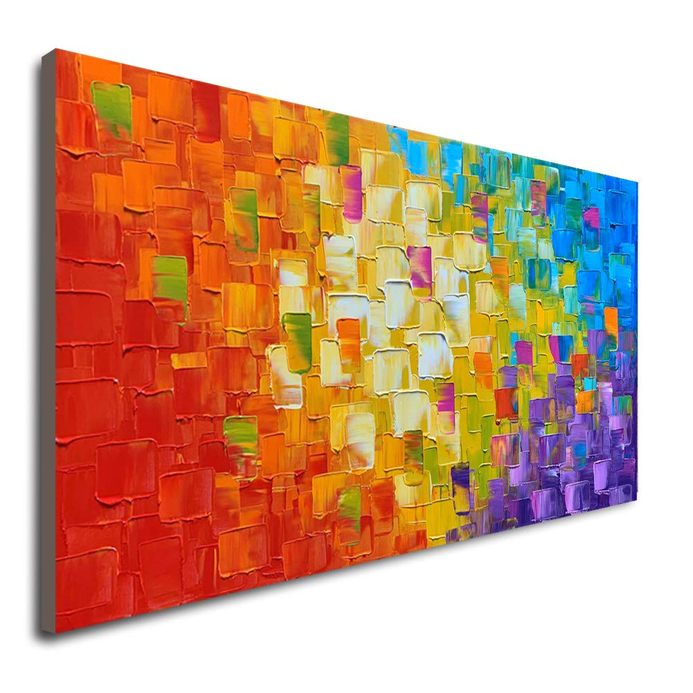Seekland Hand Painted Abstract Oil Painting on Canvas - Modern Textured Wall Art Decor - Framed Ready to Hang (48x24 inches) - Perfect for Living Room, Bedroom, Office & Gallery Display