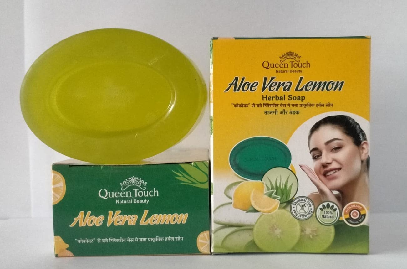 Aloe Vera & Lemon Herbal Soap Bar - Natural Moisturizing & Refreshing for Sensitive Skin (Pack of 5 Large Bars) - Perfect for Daily Face & Body Cleansing, Spa Day, and Gift Sets