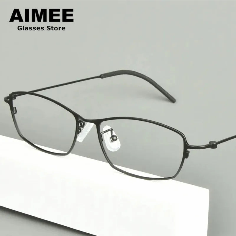 Stylish Unisex Full Rim Rectangle Titanium Eyeglasses Frame 14509 - Lightweight & Durable for Work, Reading & Everyday Wear