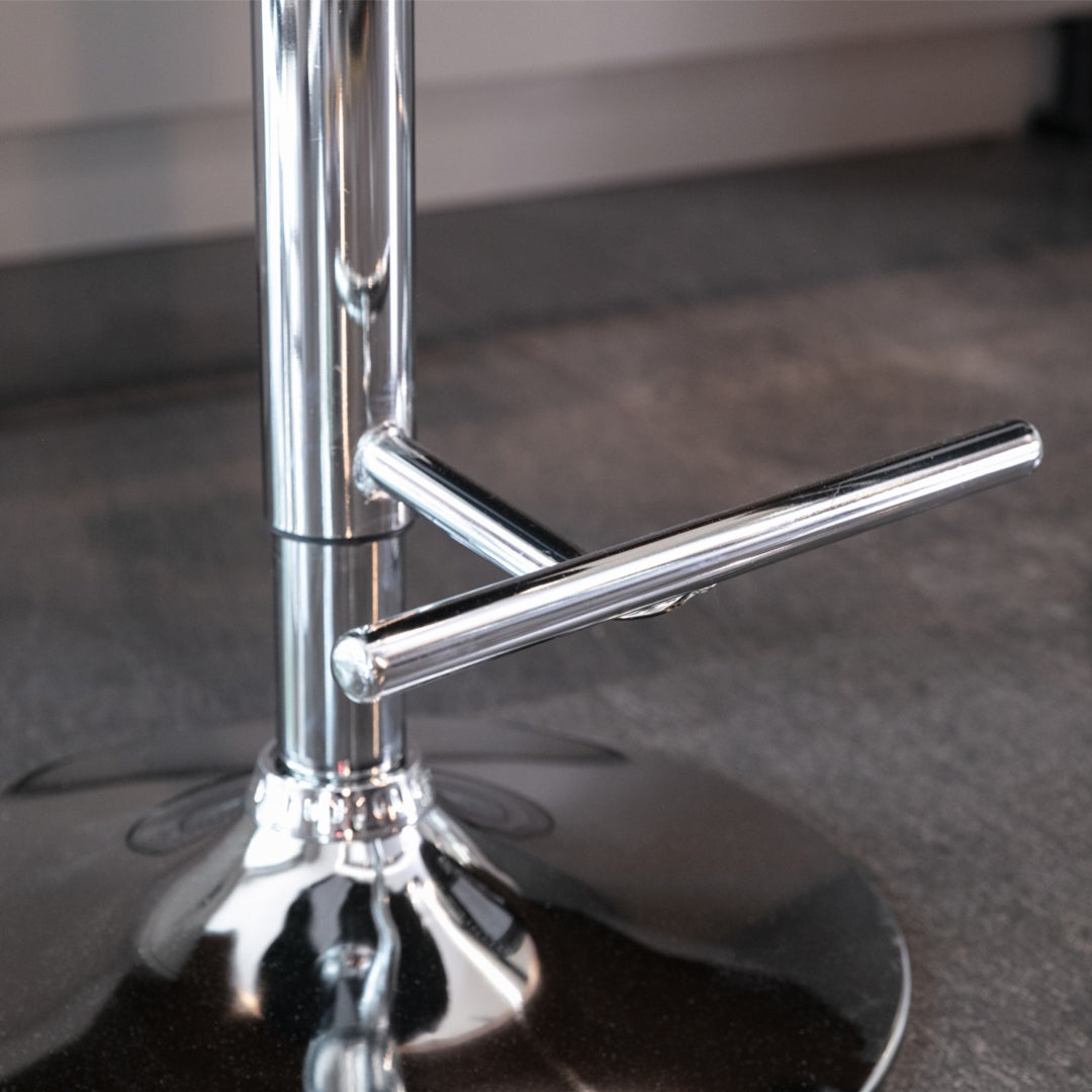 Adjustable Height Swivel Bar Stool with Footrest - Velvet Upholstery & Chrome Base - Modern Kitchen Island & Home Bar Stool - Black