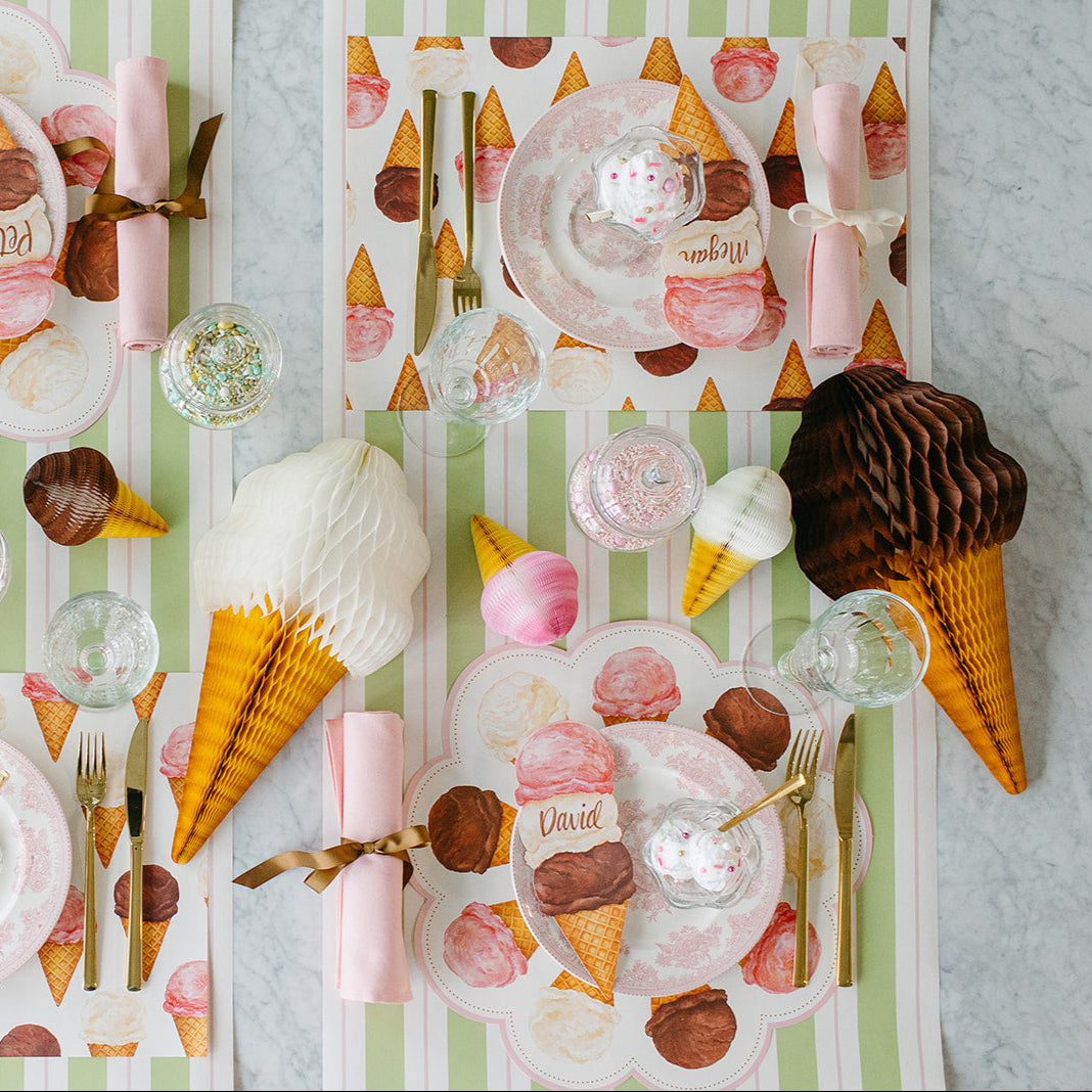 Non-Slip Die Cut Ice Cream Placemat for Kids - Fun & Durable Table Mat for Dessert Parties, Birthday Celebrations & Family Gatherings