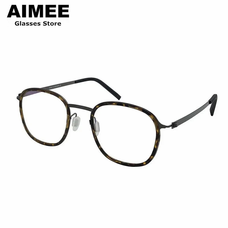 Aimee Unisex Full Rim Square Screwless Titanium Acetate Eyeglasses 9781 - Lightweight Durable Frame for Reading, Work & Everyday Use