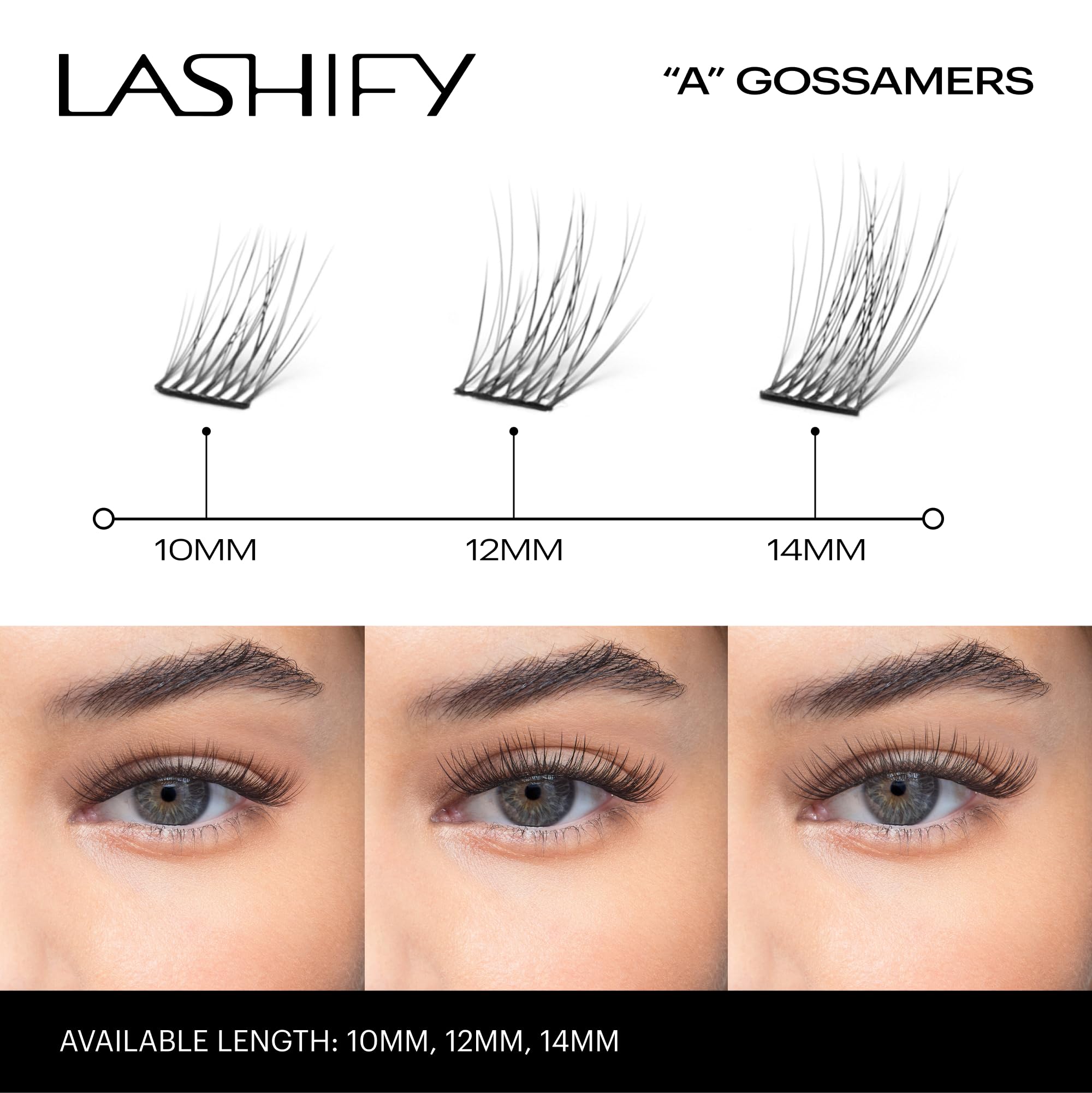 Lashify Control Kit - Complete DIY Eyelash Extension Starter Set with Amplify Gossamer Black 10mm & 12mm Lashes, Black Travel Case & Control Wand - Perfect for Home Use, Travel & Special Occasions