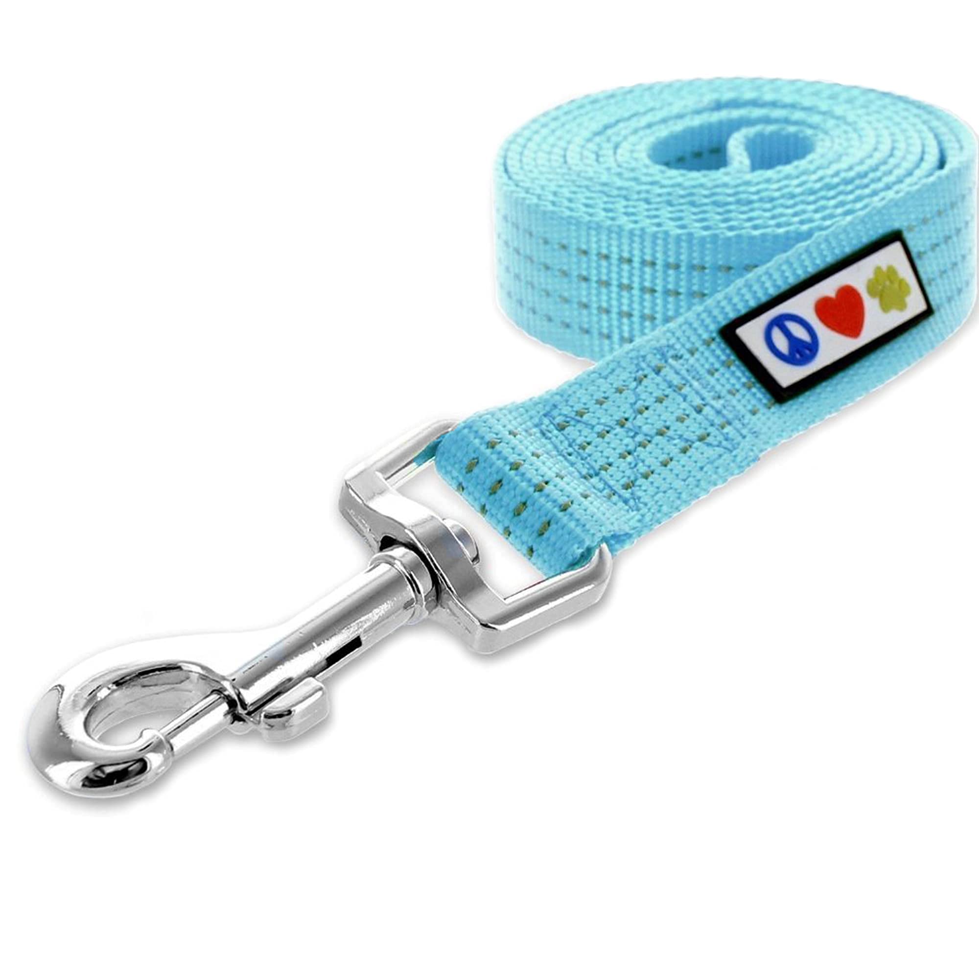 Pawtitas Reflective Dog Collar and Leash Set - Large, Teal | High Visibility for Night Walks & Outdoor Adventures
