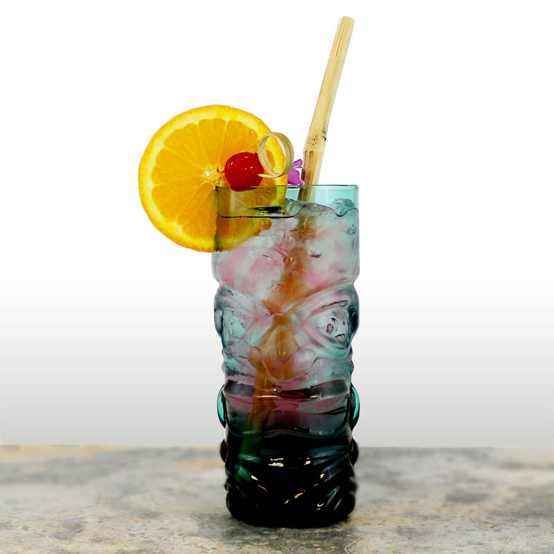 BarConic ® Tiki Glass - 15 oz Teal Tropical Cocktail Cups for Margaritas, Pina Coladas & Summer Drinks - Perfect for Luau Parties, Beach Bars & Poolside Sipping