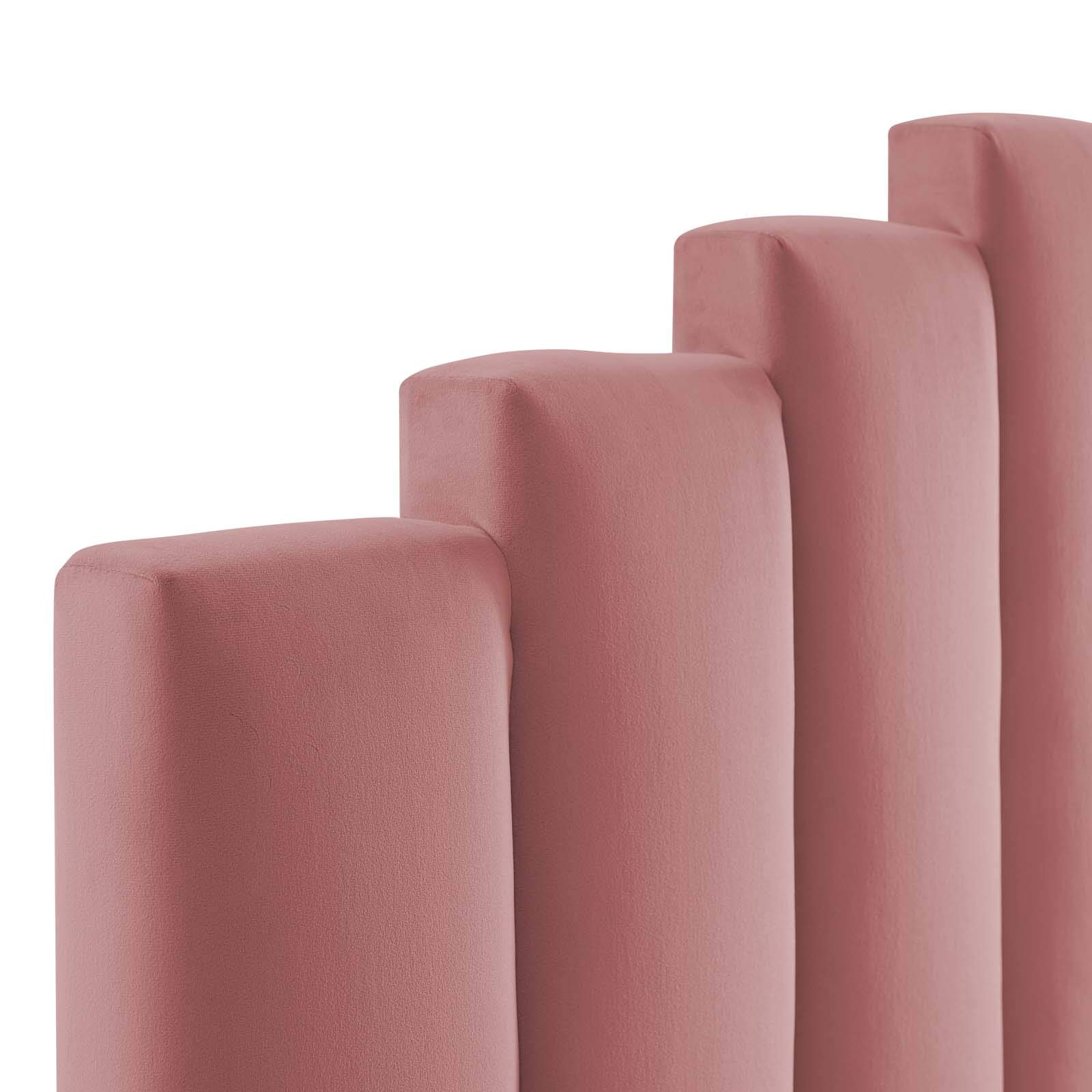Modway Noelle Performance Velvet Full/Queen Headboard - Dusty Rose Upholstered Bed Frame for Luxurious Bedroom Decor & Cozy Sleeping Space