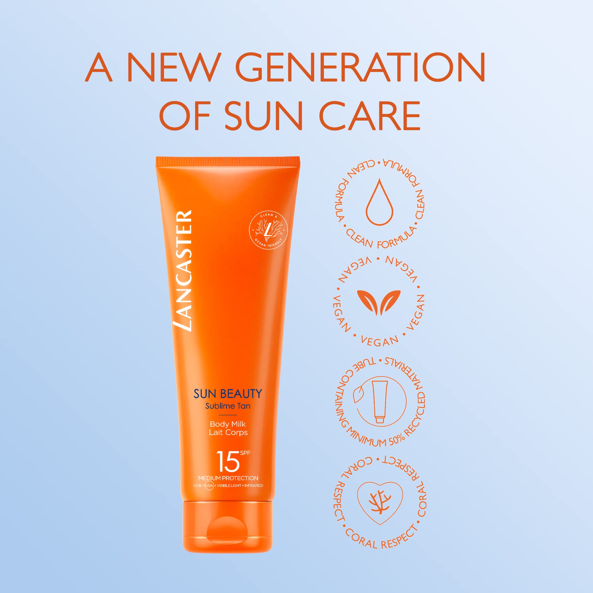 Lancaster Sun Beauty Body Milk SPF15 250ml | Broad Spectrum Sunscreen Lotion for Body | Hydrating & Protective | Perfect for Beach, Pool & Outdoor Activities