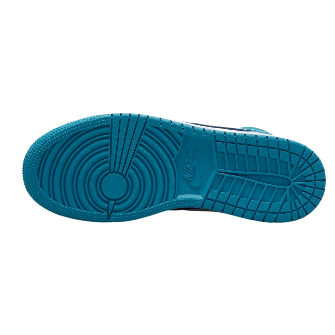 Air Jordan 1 Mid GS Sneakers - White & Dutch Blue Basketball Shoes for Girls - Perfect for School, Sports & Casual Wear