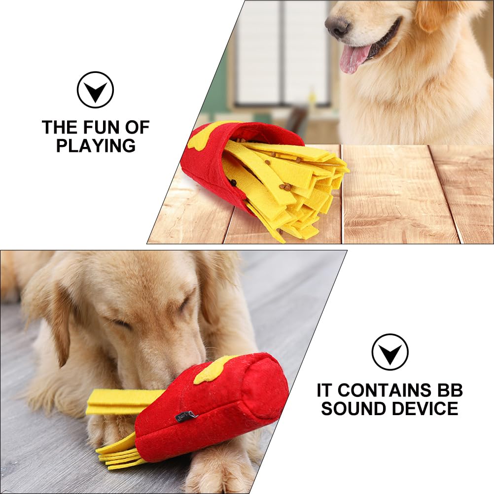 Interactive Dog Puzzle Toy - French Fries Shape Snuffle Mat for Slow Feeding & Chewing | Pet Training & Mental Stimulation for Small & Large Dogs | Perfect for Boredom Relief & Anxiety Reduction