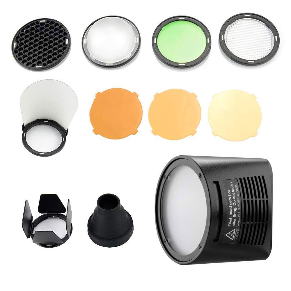 Godox H200R Round Flash Head with AK R1 Accessories Kit - Compatible with AD200 & AD200Pro Strobe Lights - Perfect for Portrait, Fashion, and Studio Photography