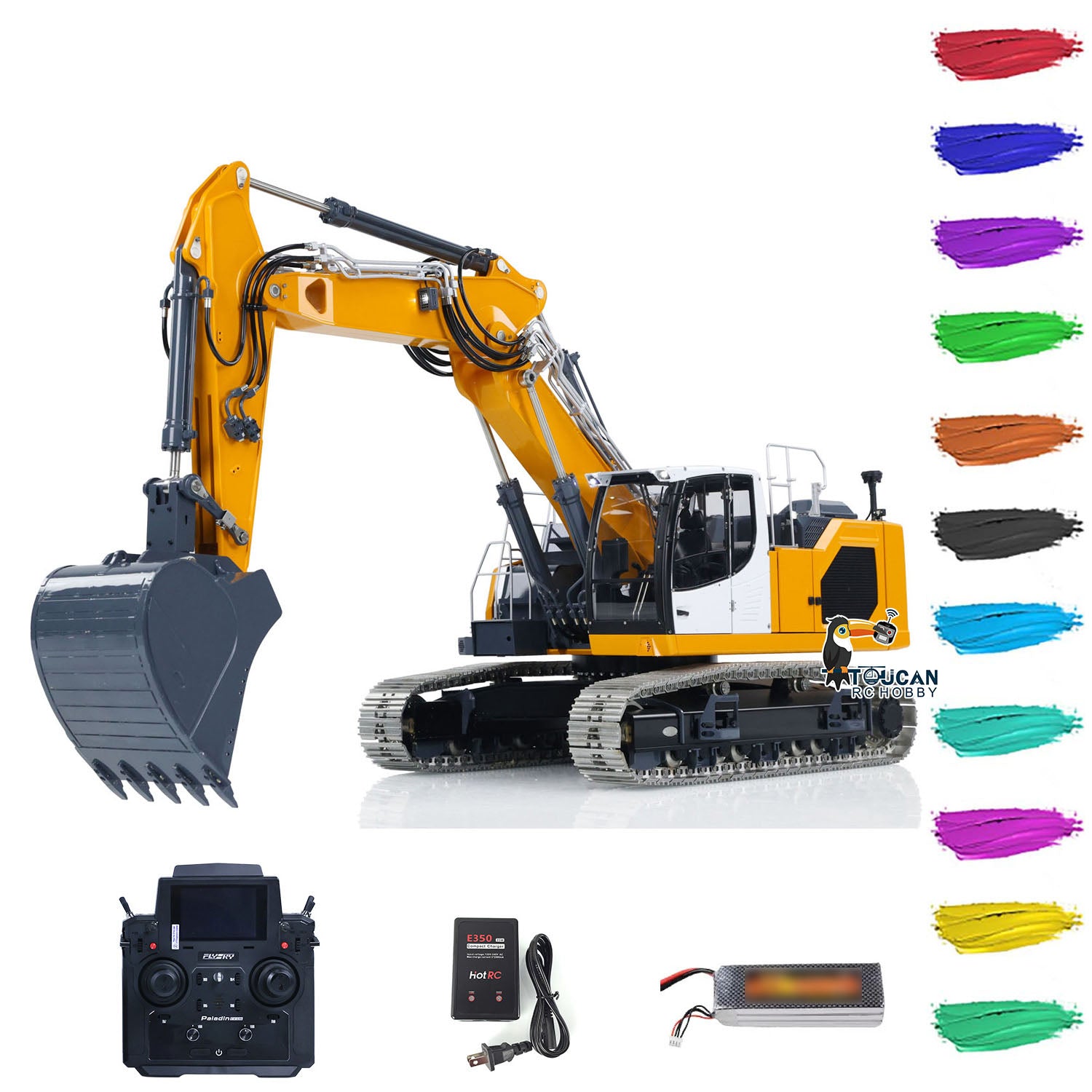 LESU 1/14 Scale 3-Section Arm Metal Hydraulic RC Excavator Toy - LR945 Radio Remote Control Construction Digger (PNP/RTR Options) for Kids & Adults - Perfect for Construction Play, Backyard Digging & RC Hobby Enthusiasts