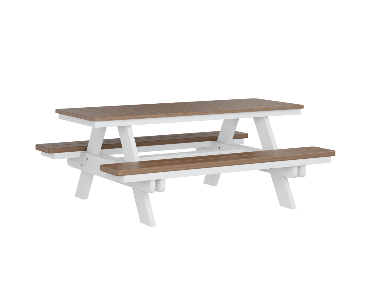 Berlin Gardens Rectangular Picnic Table - Outdoor Dining Set for Patio, Backyard, and Park - Heavy Duty Weather-Resistant Wooden Picnic Bench with Umbrella Hole