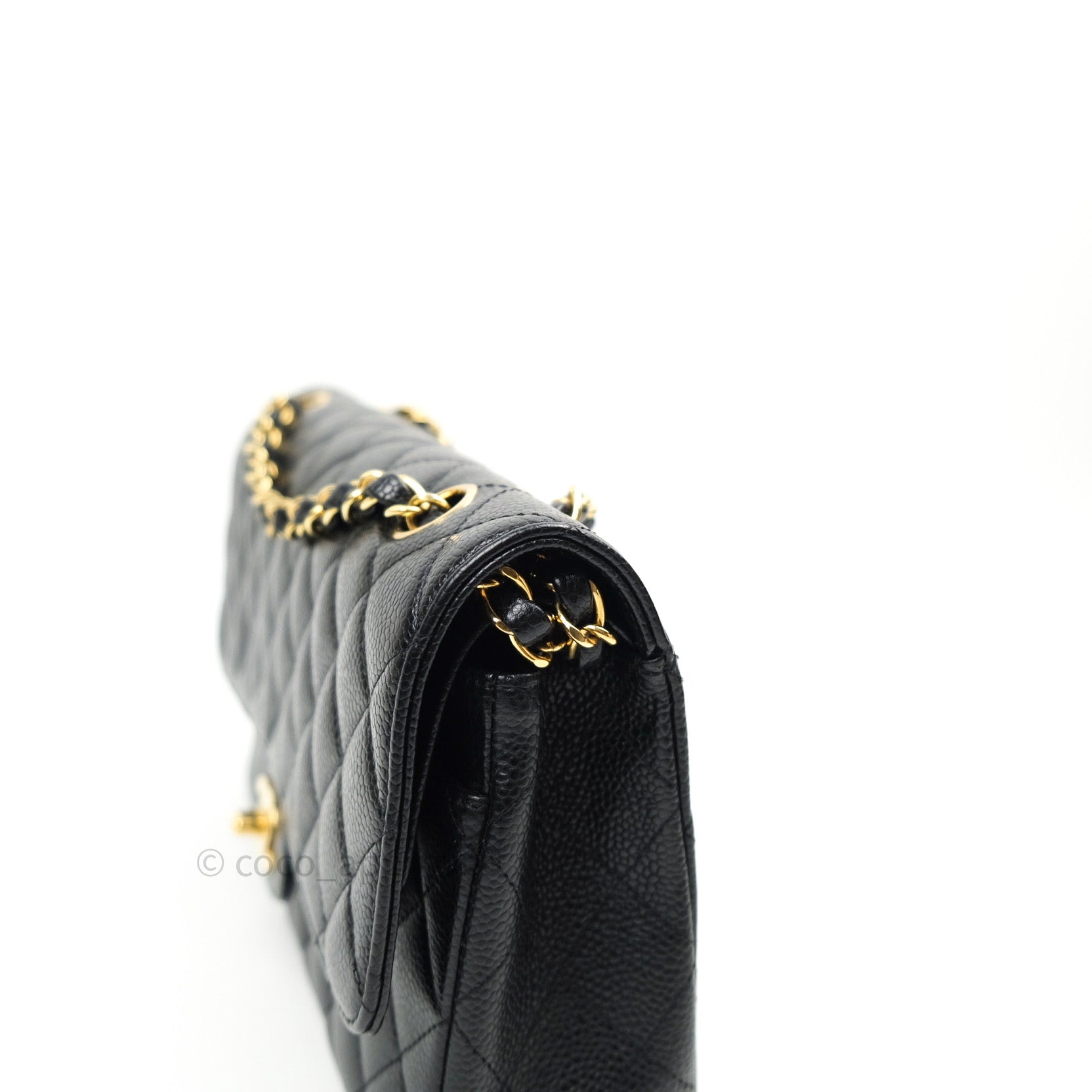 Chanel Classic M/L Medium Double Flap Bag in Black Caviar Leather with 24K Gold Hardware - Luxury Handbag for Women, Perfect for Work, Evening Events & Special Occasions