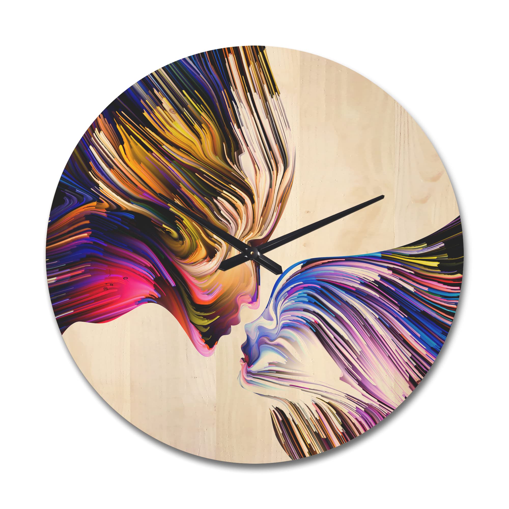 DesignQ 'Metaphorical Mind on White' Large Modern Wood Wall Clock - Oversized Decorative Wooden Clock for Living Room, Bedroom & Office Décor - Perfect for Home, Office & Gift Giving