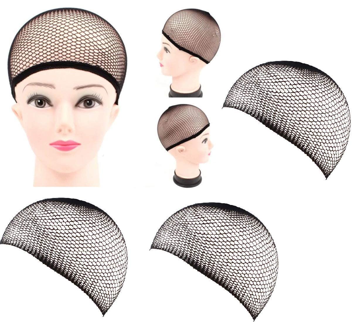 Flushia Hair 3-Piece Full Head Wig Cap Set for Women - Black Hair Net for Braiding, Weaving & Styling - Perfect for Salon, Cosplay & Daily Hair Protection
