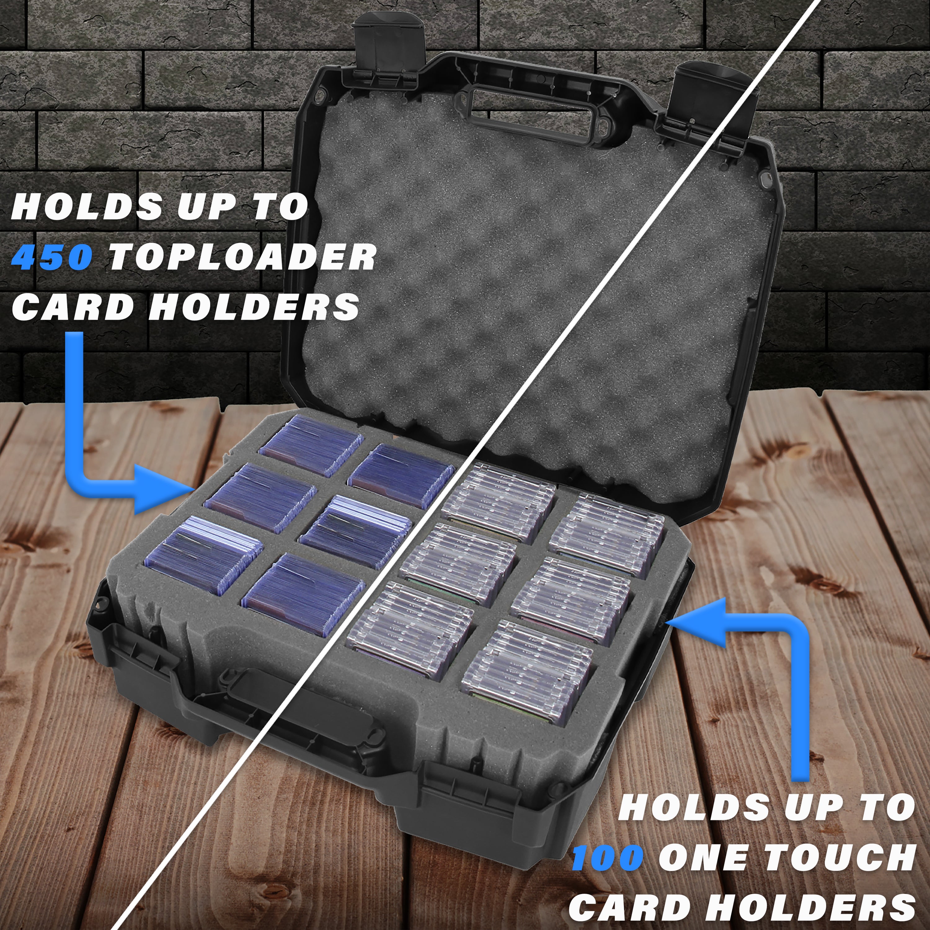 CASEMATIX Toploader Card Storage Case - Holds 450 Toploaders or 100 One Touch Holders, 12-Compartment Trading Card Organizer Box for Collectors | Perfect for Sports Cards, Pokemon & MTG Storage