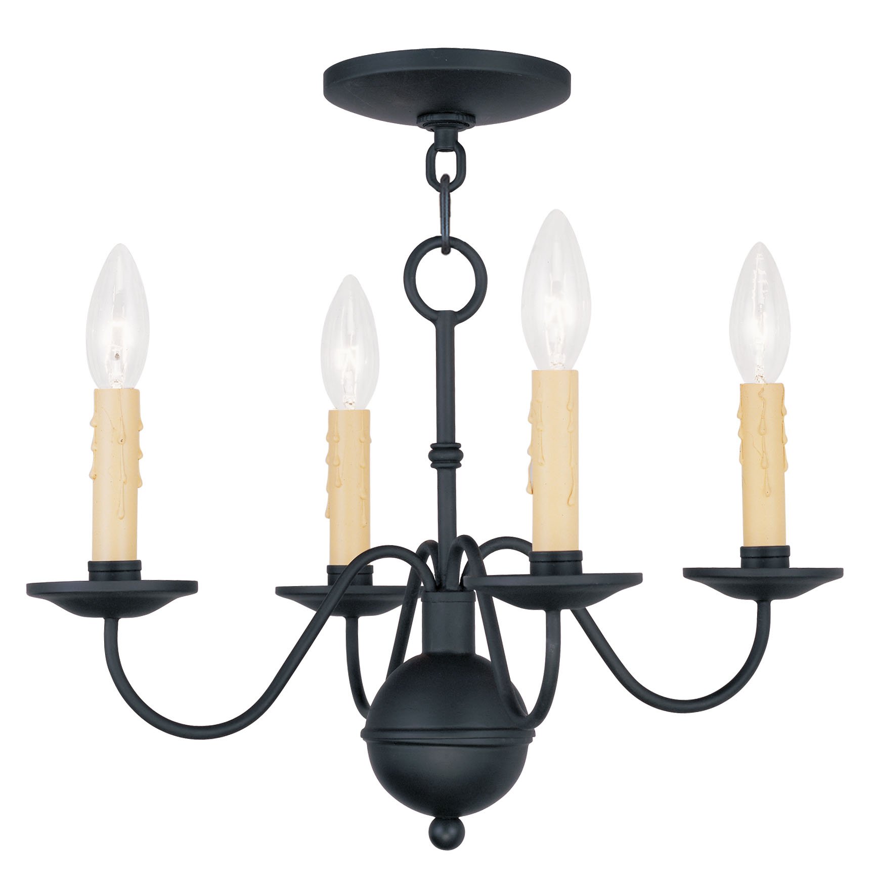 Livex Lighting 4494-04 Heritage 4-Light Mini Chandelier in Black - 12.5 Inch Elegant Ceiling Fixture for Dining Room, Bedroom & Entryway Lighting