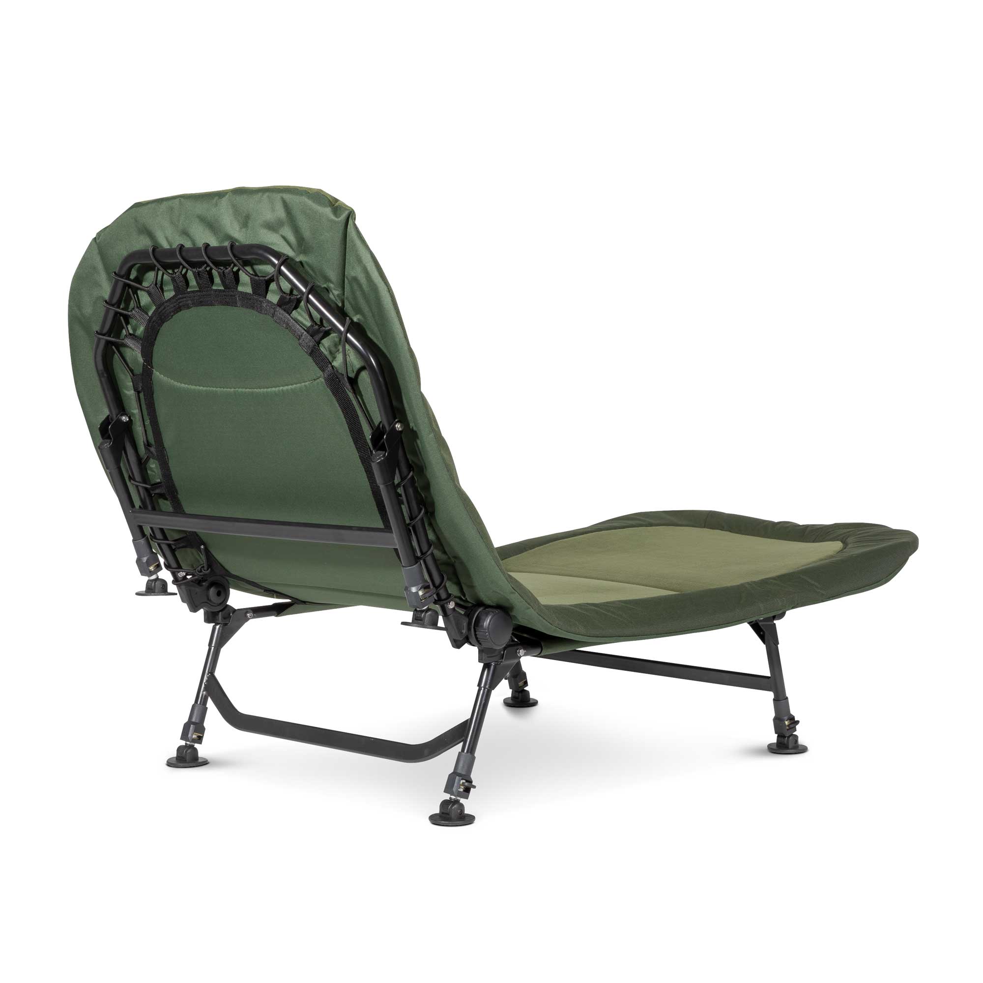 Adjustable Fishing Bed Chair with Fleece Mattress & Built-In Pillow - 6 Height Settings for Comfort - Perfect for Camping, Fishing Trips & Outdoor Relaxation