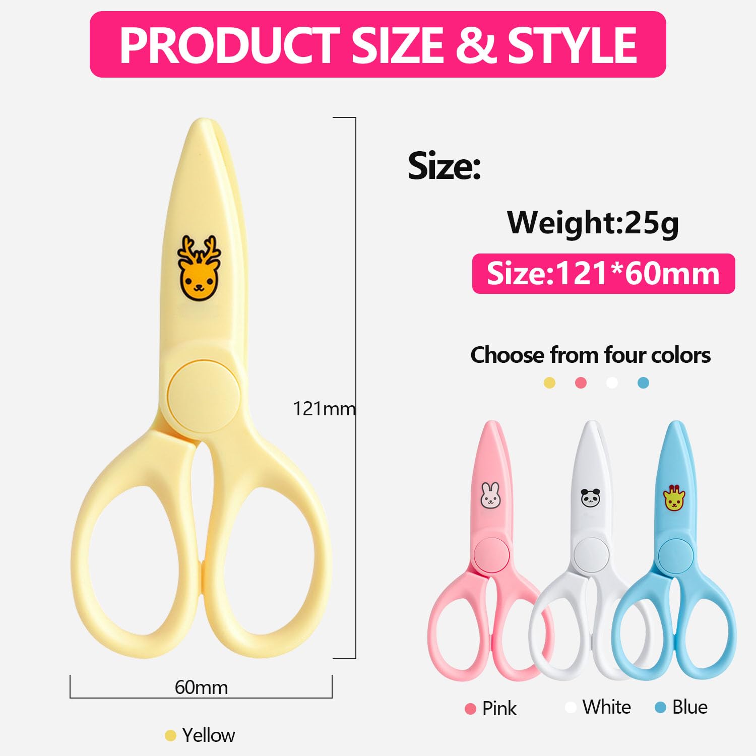 Kids Plastic Safety Scissors - Easy-Grip Preschool Training Scissors for Toddlers, School & Craft Projects (Pink) | Perfect for Classroom Activities, Arts & Crafts, and Early Childhood Development
