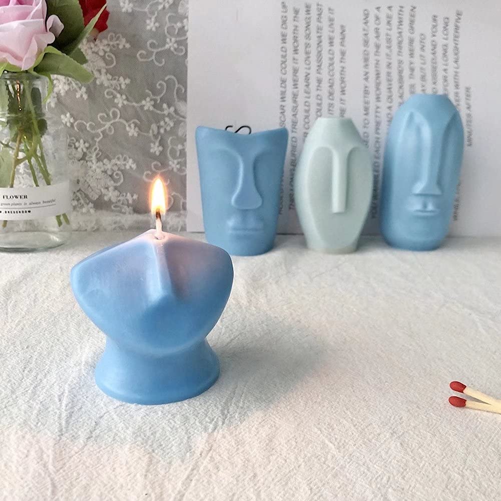 3D Abstract Human Face Candle Molds - Silicone Resin Casting Mold for DIY Art, Soap Making & Sculpture | Perfect for Aromatherapy Candles, Plaster Art & Resin Crafts | Home Decor & Gift Making