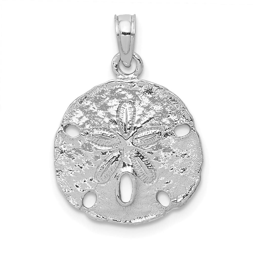 14K White Gold Sand Dollar Charm Pendant - High Polish Elegant Jewelry for Beach Lovers & Ocean-Themed Gifts