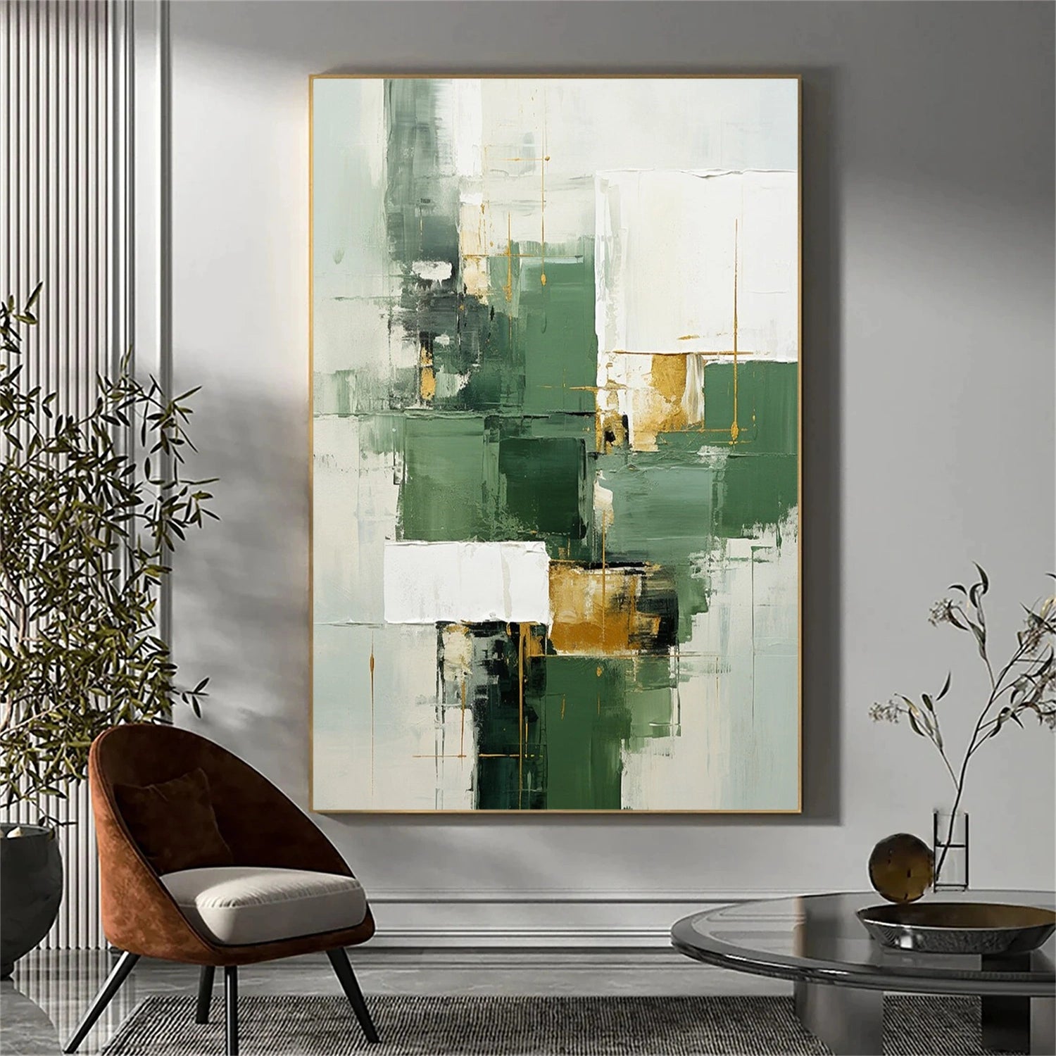 Blue & Green Abstract Wall Art Print #BG105 - Modern Canvas Painting for Living Room, Bedroom & Office Decor