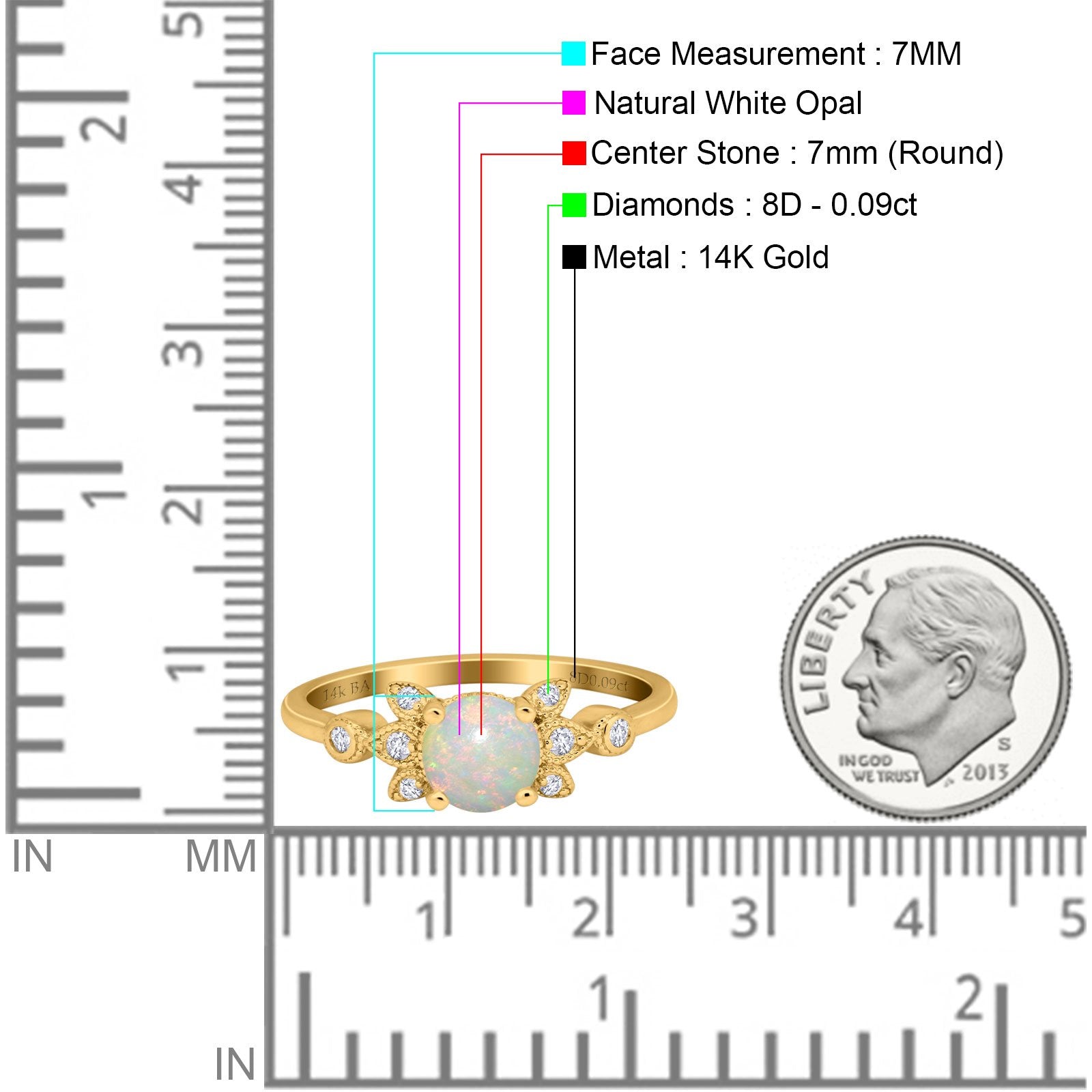 14K Gold 1.37ct Round 7mm G SI Diamond Engagement Ring for Women - Perfect Wedding Band, Anniversary Gift & Proposal Jewelry (Ideal for Bridal Sets, Valentine's Day & Special Occasions)