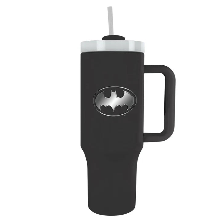 Batman (Bat Emblem) 40oz Stainless Steel Insulated Tumbler Cup - Leakproof Travel Mug for Coffee, Tea & Cold Drinks - Perfect for Superhero Fans, Office Use & Outdoor Activities