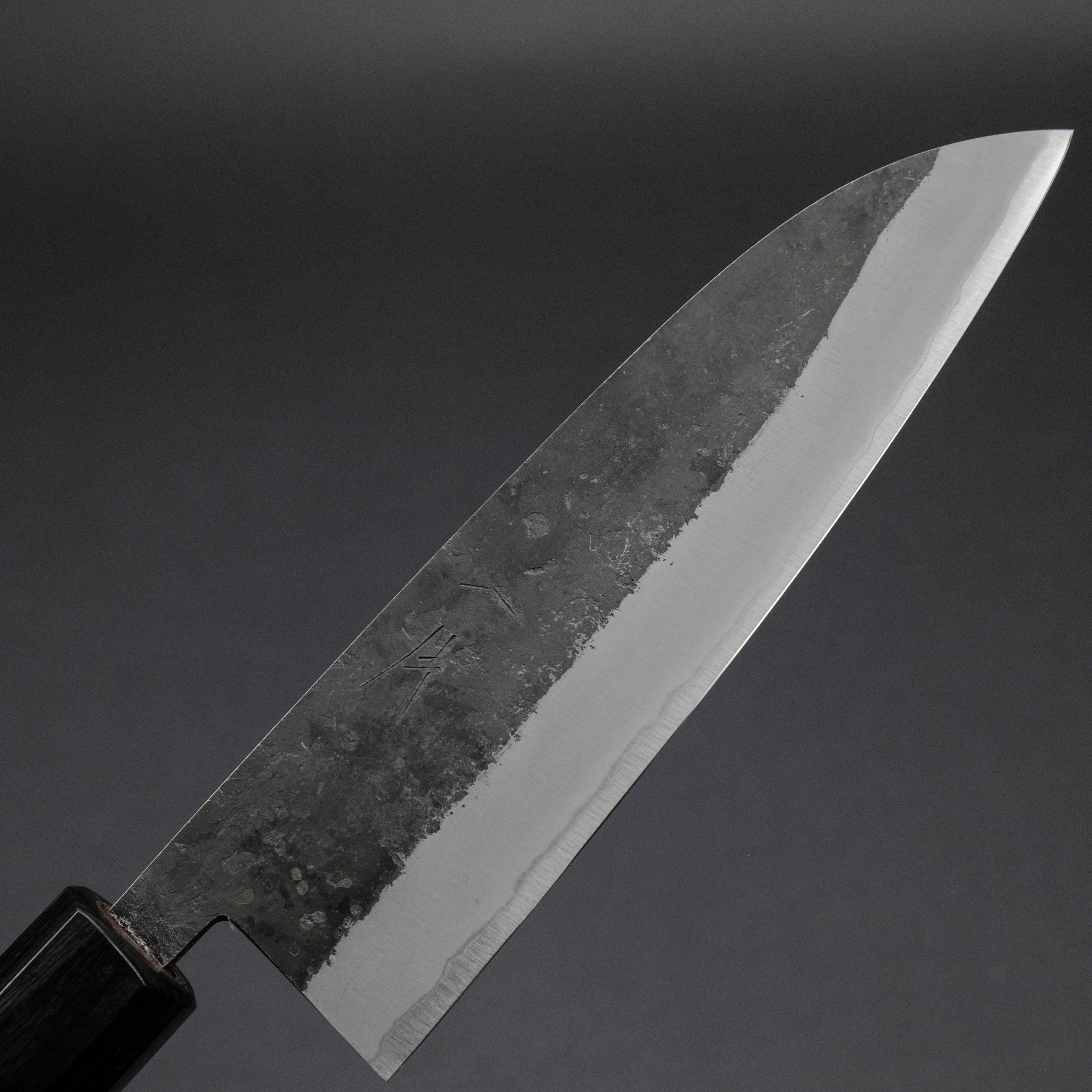 Hitohira Harima Forged Blue Super Stainless Clad Santoku Knife with Walnut Handle - Premium Japanese Chef Knife for Slicing, Dicing & Chopping Vegetables, Meat & Fish