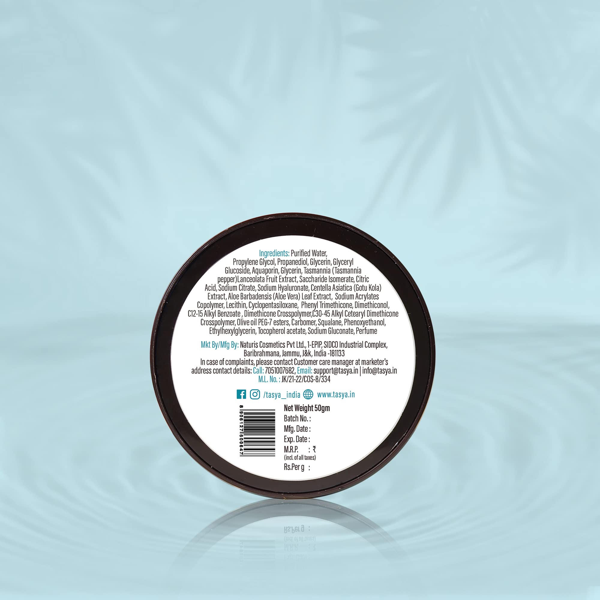 Tasya Tasmanian Pepper Ocean Splash Hydration Face Mask 50g - Deep Moisturizing Facial Treatment with Hyaluronic Acid, Squalane & Pentavitin - Soothes Skin & Strengthens Barrier - Perfect for Dry Skin Care Routine & Post-Sun Recovery