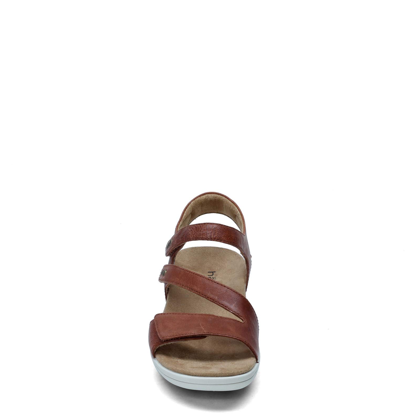 Women's Comfortable Flat Sandals - Cognac Brown Leather Wide Width Size 10 - Perfect for Beach, Vacation & Summer Outfits