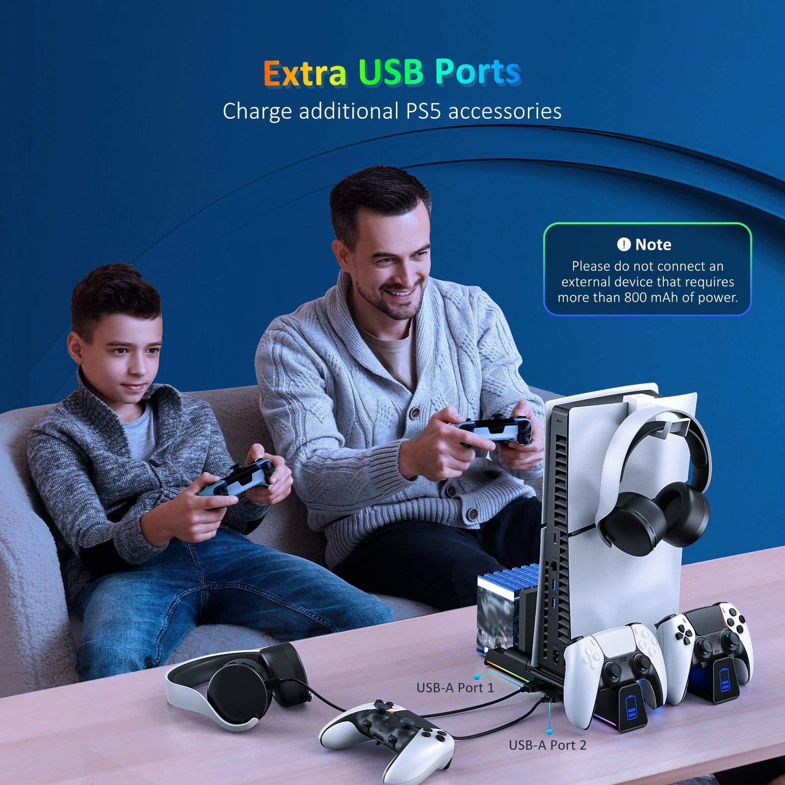 PS5 Slim Cooling Stand with Dual Fans - Enhanced Airflow for Optimal Performance - Perfect for Gaming & Entertainment Setup