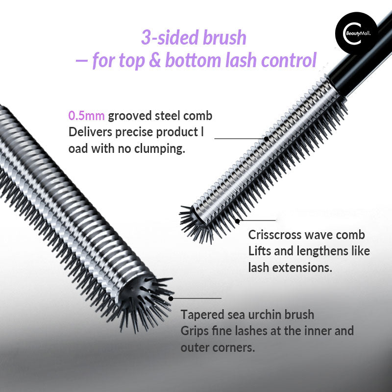 Little Ondine Black Fan Mascara - Volumizing & Lengthening Waterproof Mascara for Dramatic Lashes | Perfect for Everyday Wear & Special Occasions