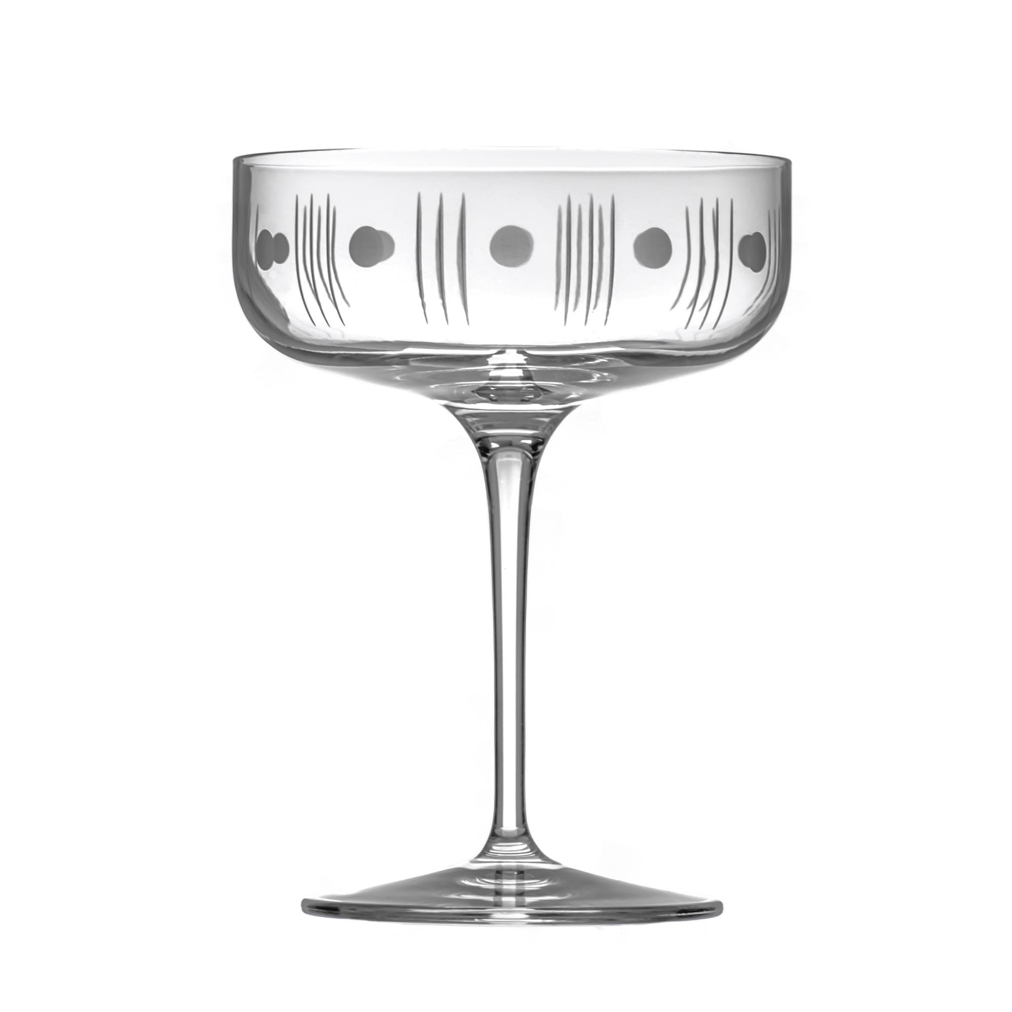 Vintage Rolf Glass 10.25oz Coupe Cocktail Glasses Set of 2 - Mid-Century Modern Champagne Glasses, Lead-Free Crystal, Handcrafted in USA - Perfect for Martini, Cosmopolitan & Wedding Toasts