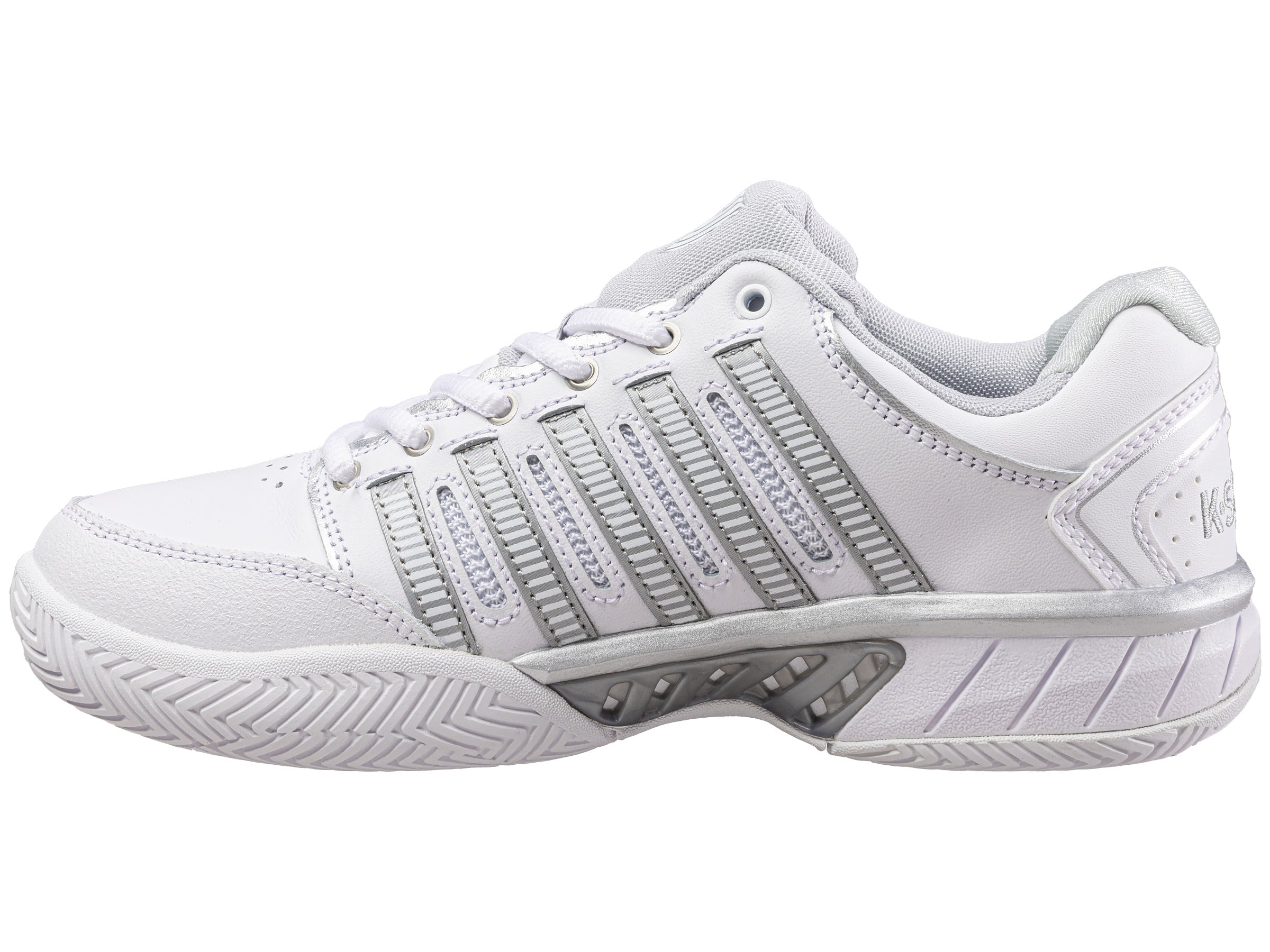 Women's Hypercourt Express Leather Tennis Shoes - White/Silver/Glacier Gray | Lightweight & Comfortable Court Sneakers for Women | Perfect for Tennis, Gym Workouts & Casual Wear