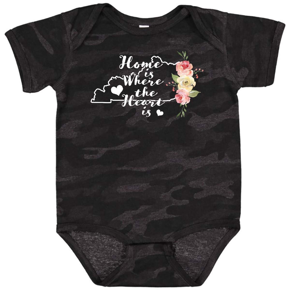 Inktastic Kentucky Home is Where The Heart is Watercolor Baby Bodysuit - Soft Cotton Onesie for Newborns, Infants & Toddlers - Perfect for Family Photos, Holidays & Everyday Wear