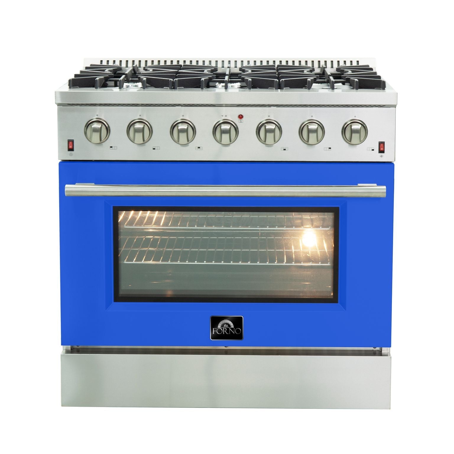 FORNO Vittorio Gold Professional 36-Inch Freestanding Gas Range with Colored Door - Model FFSGS6244 in White | Perfect for Modern Kitchens & Gourmet Cooking