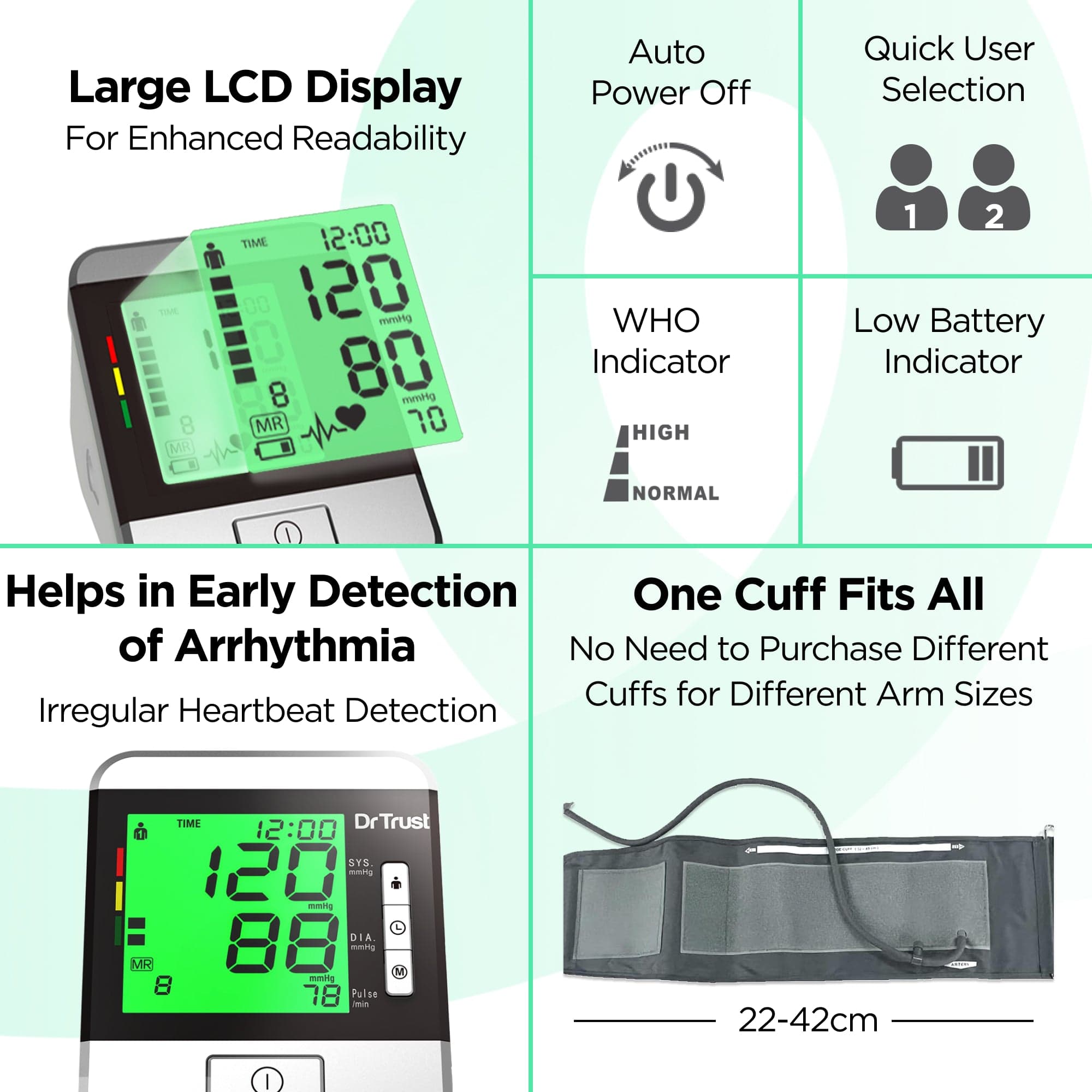 Dr Trust USA Goldline Digital Blood Pressure Monitor - Accurate BP Testing Machine for Home Use - Ideal for Health Monitoring & Heart Care