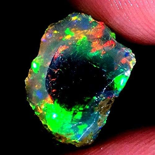 03.95Cts Natural Ethiopian Welo Fire Opal Rough Gemstone with Play of Color for Jewelry Making, Collecting & Healing Crystals