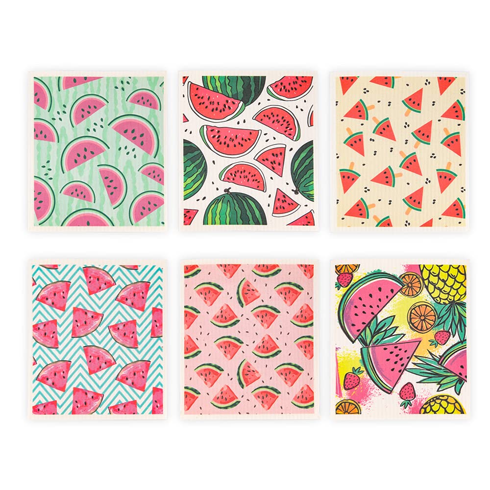 Reusable Swedish Dishcloths - 6 Pack Kitchen Cleaning Cloths for Dishes & Countertops