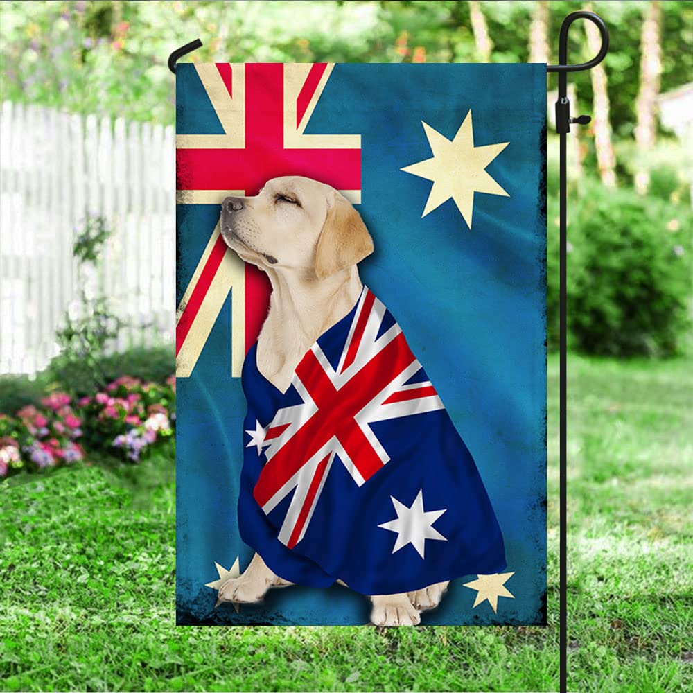 American Flag with Yellow Labrador Retriever - Patriotic Dog House Flag for Outdoor Yard Decor, Garden, Porch, and Home Decoration | Perfect for 4th of July, Memorial Day, and Patriotic Events