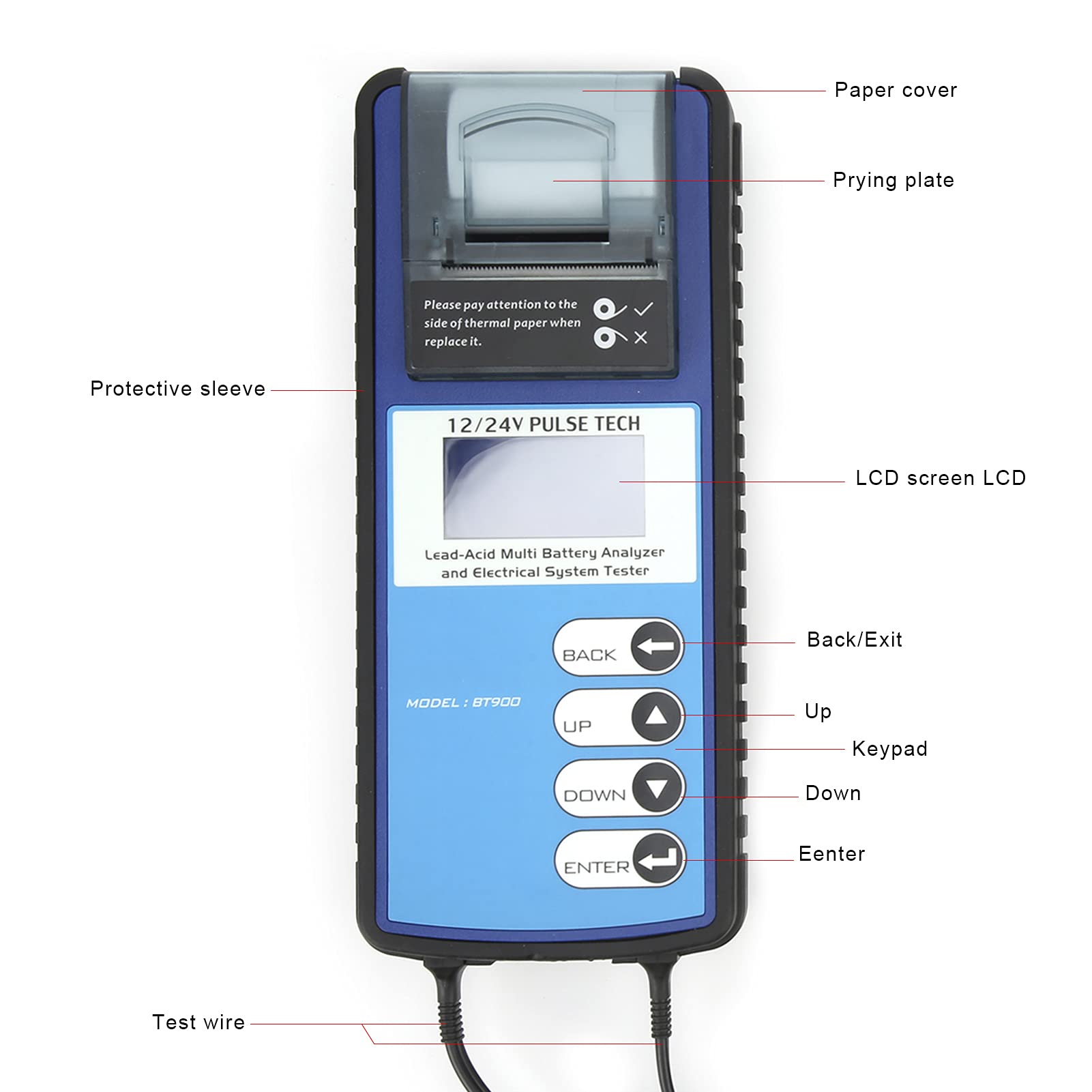 12V/24V Car Battery Tester BT900 - Digital LCD Battery Analyzer with Printer for Vehicle Charging System | Automotive Battery Health Check | Perfect for Mechanics, DIY Car Maintenance & Fleet Management